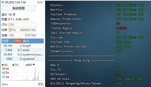 #节点播报 香港07已经增加流媒体解锁，机子每小时自动检测